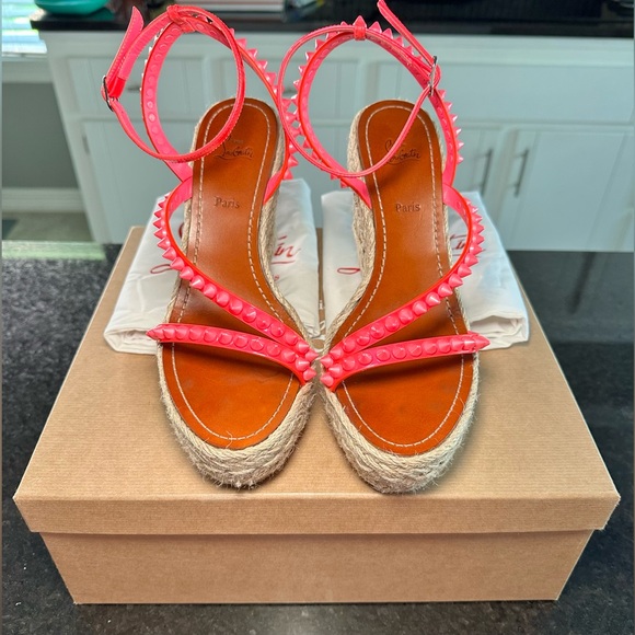 Christian Louboutin MAFALDINA ZEPPA Spiked Platform Wedge Heel Sandal Shoes - Picture 5 of 15